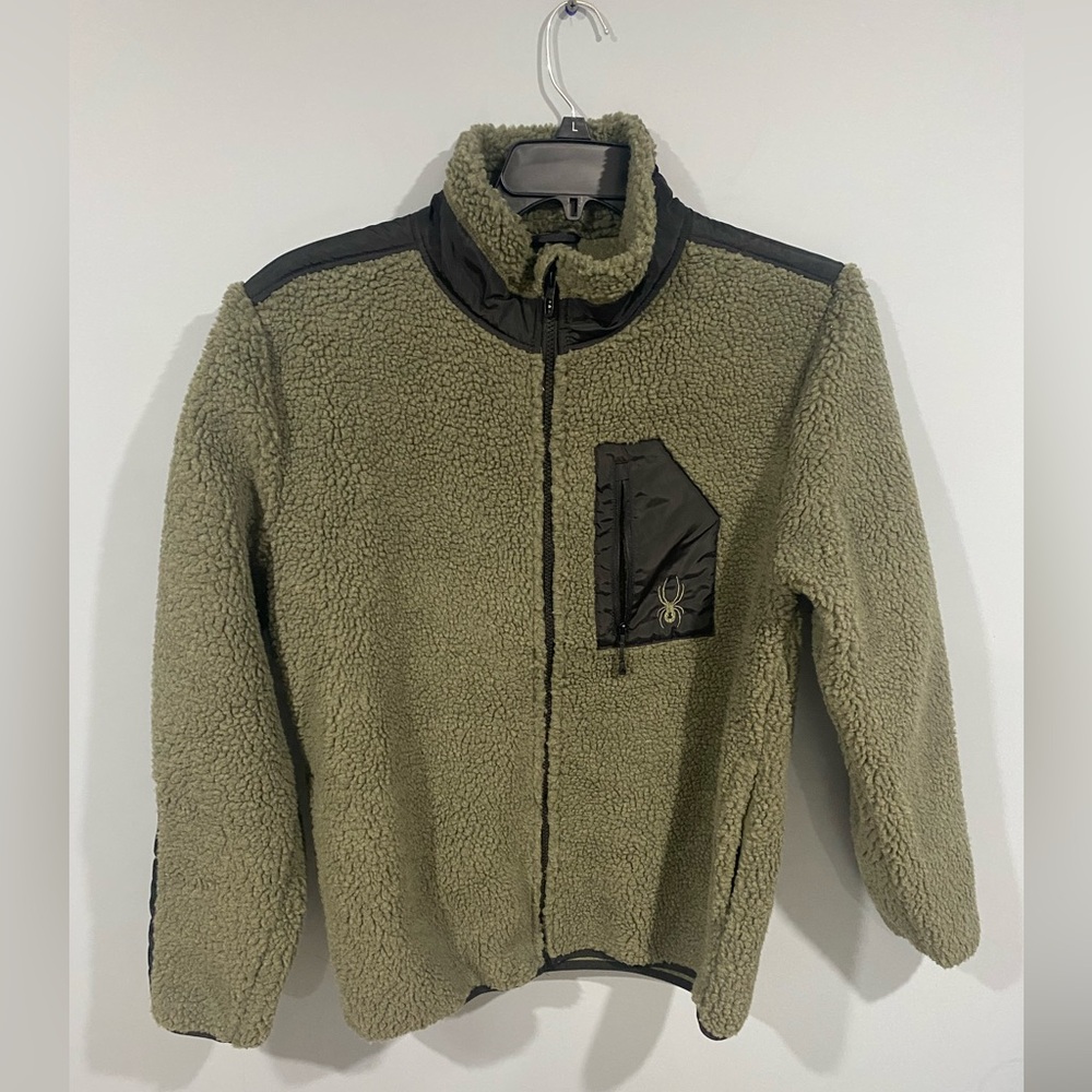 Spyder Men's Green Zip-Up Sherpa Sweater